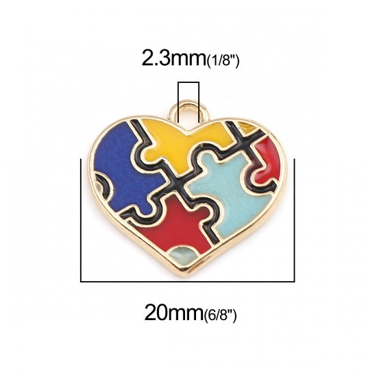 5 Heart Jigsaw Charms - 20mmx19mm Julz Beads 