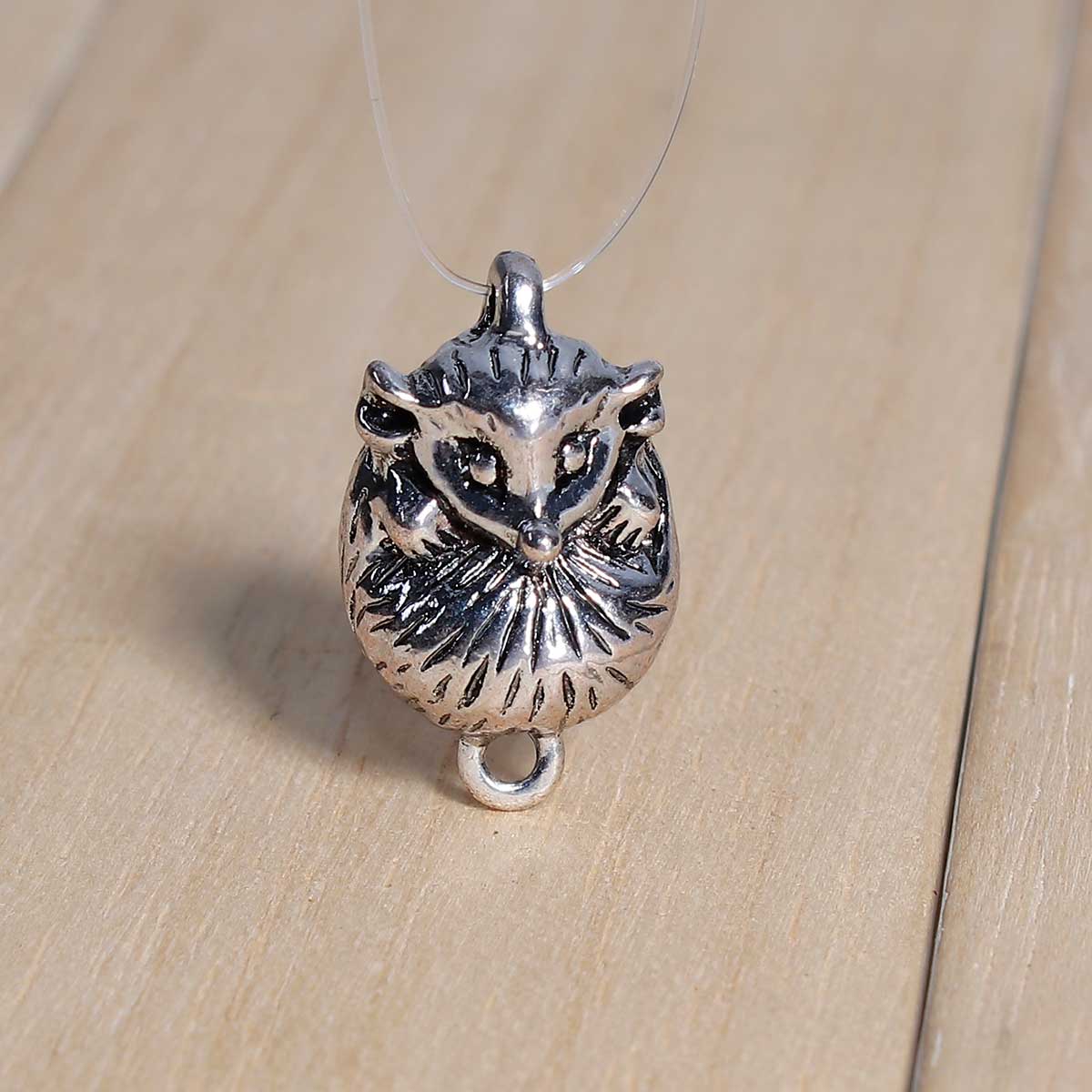 5 Hedge Hog Charms - Antique Silver Tone - 22mmx13mm Charms & Pendants Julz Beads 