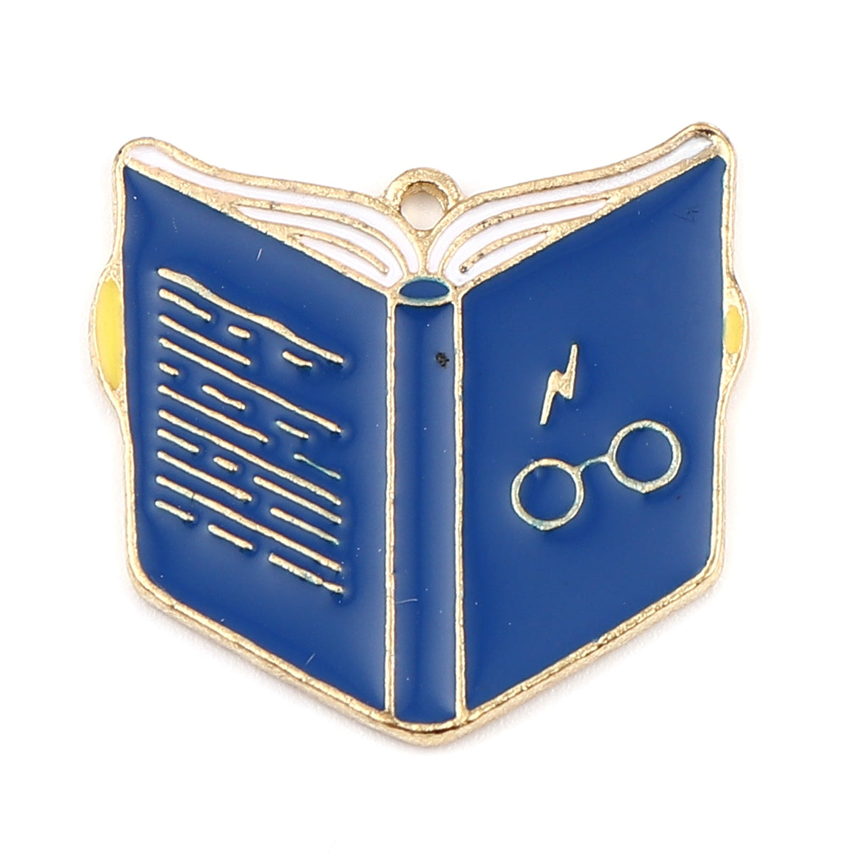 5 Magic Spell Book Charms - Gold Plated and Enamel - 25mm x 23mm Charms Julz Beads 