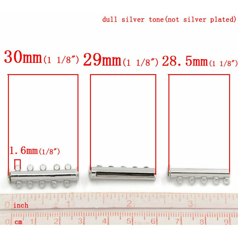 5 Magnetic Cylinder Sliding Lock Clasps - 30mmx10mm Connectors Julz Beads 