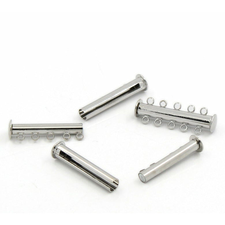 5 Magnetic Cylinder Sliding Lock Clasps - 30mmx10mm Connectors Julz Beads 
