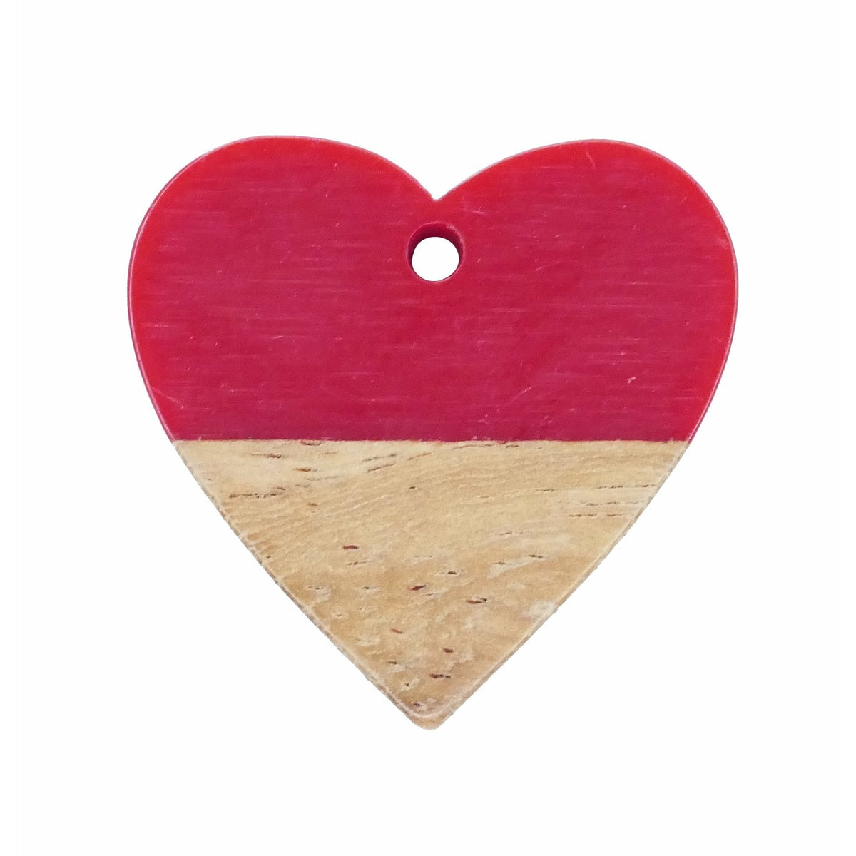5 Resin & Walnut Wood Heart Pendants - 24mm x 25mm Charms Julz Beads 