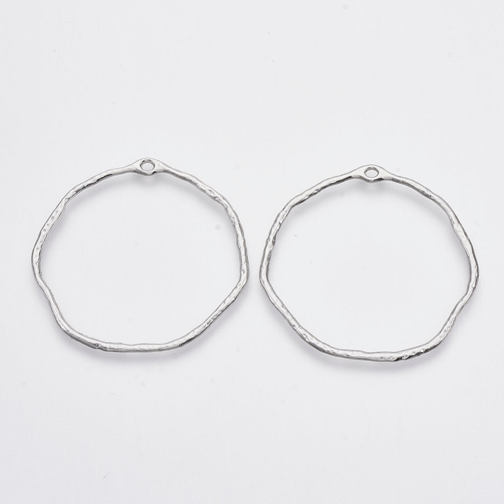 5 Round Irregular Shaped Bezel Pendants - 42mm Julz Beads 