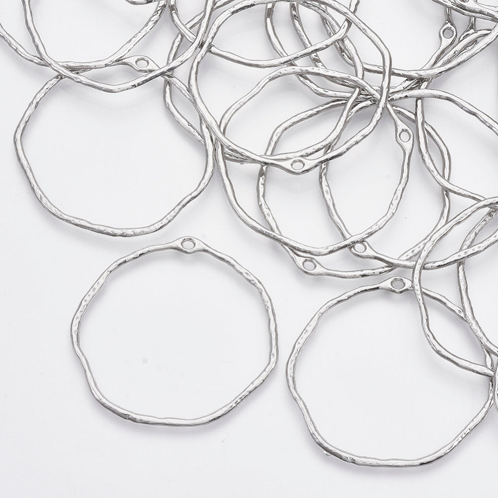 5 Round Irregular Shaped Bezel Pendants - 42mm Julz Beads 