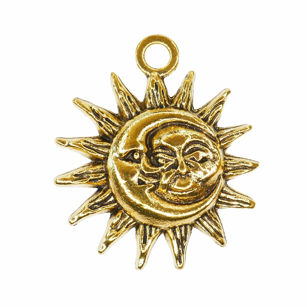 Charm, gold plated: Sun with colourful stones