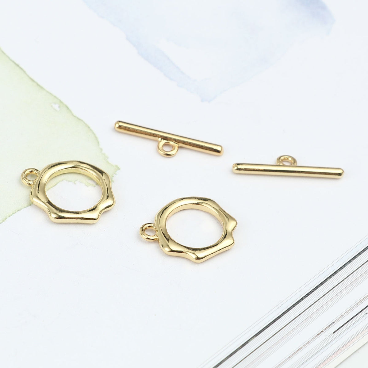5 Sets Of Irregular Toggle Clasps - Gold Plated - 24mm x 17mm Clasps Julz Beads 