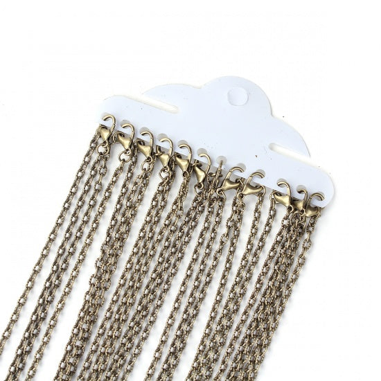 5 Textured Cable Link Necklaces (45cm) - Antique Bronze Julz Beads 