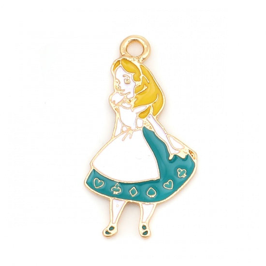 5 Wonderland Girl Charms - 33mm x 18mm Julz Beads 