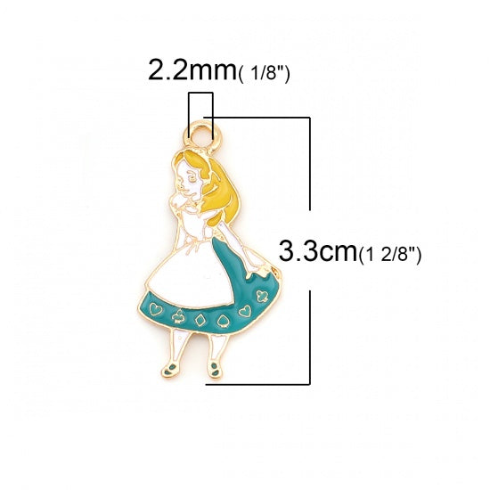 5 Wonderland Girl Charms - 33mm x 18mm Julz Beads 