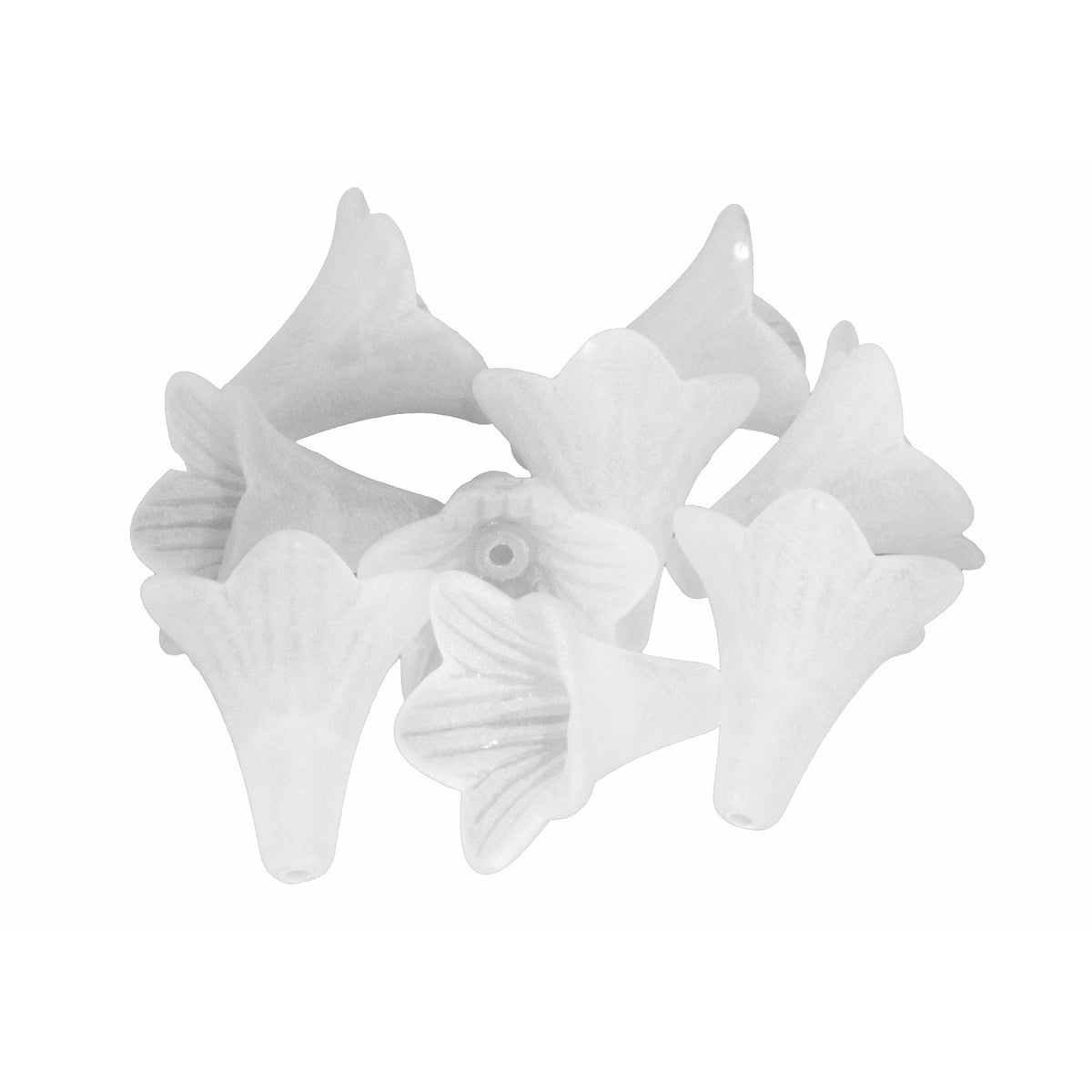 50 Acrylic Flower Beads - White - 22mm Acrylic Julz Beads 