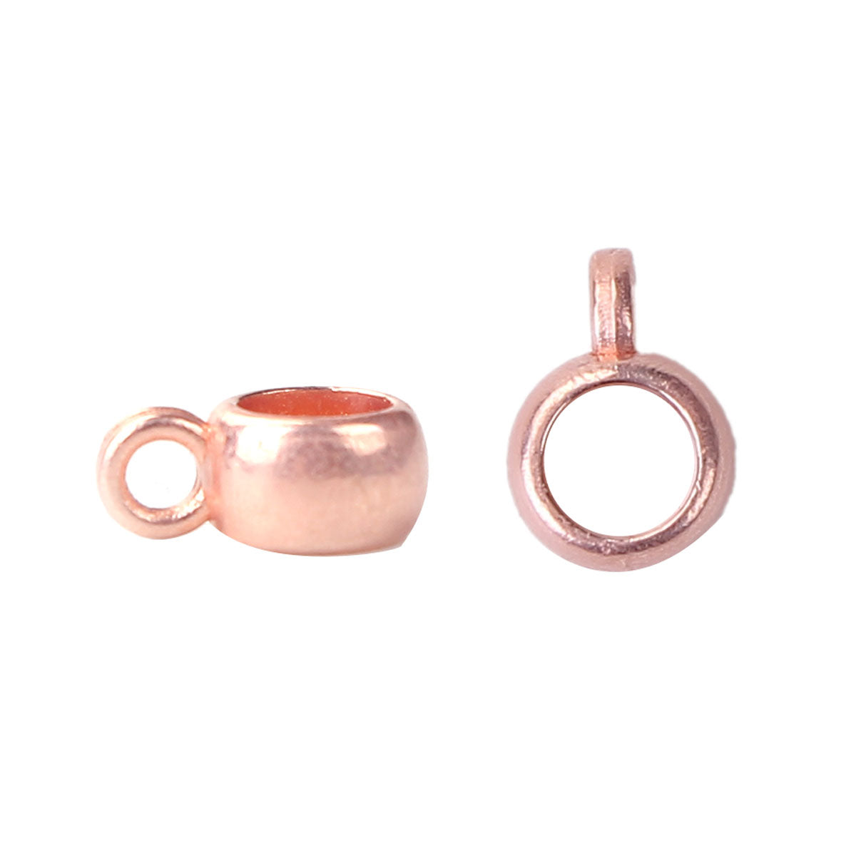 50 Bail Beads - Charm Hangers - 9mmx4mm - Rose Gold Julz Beads 