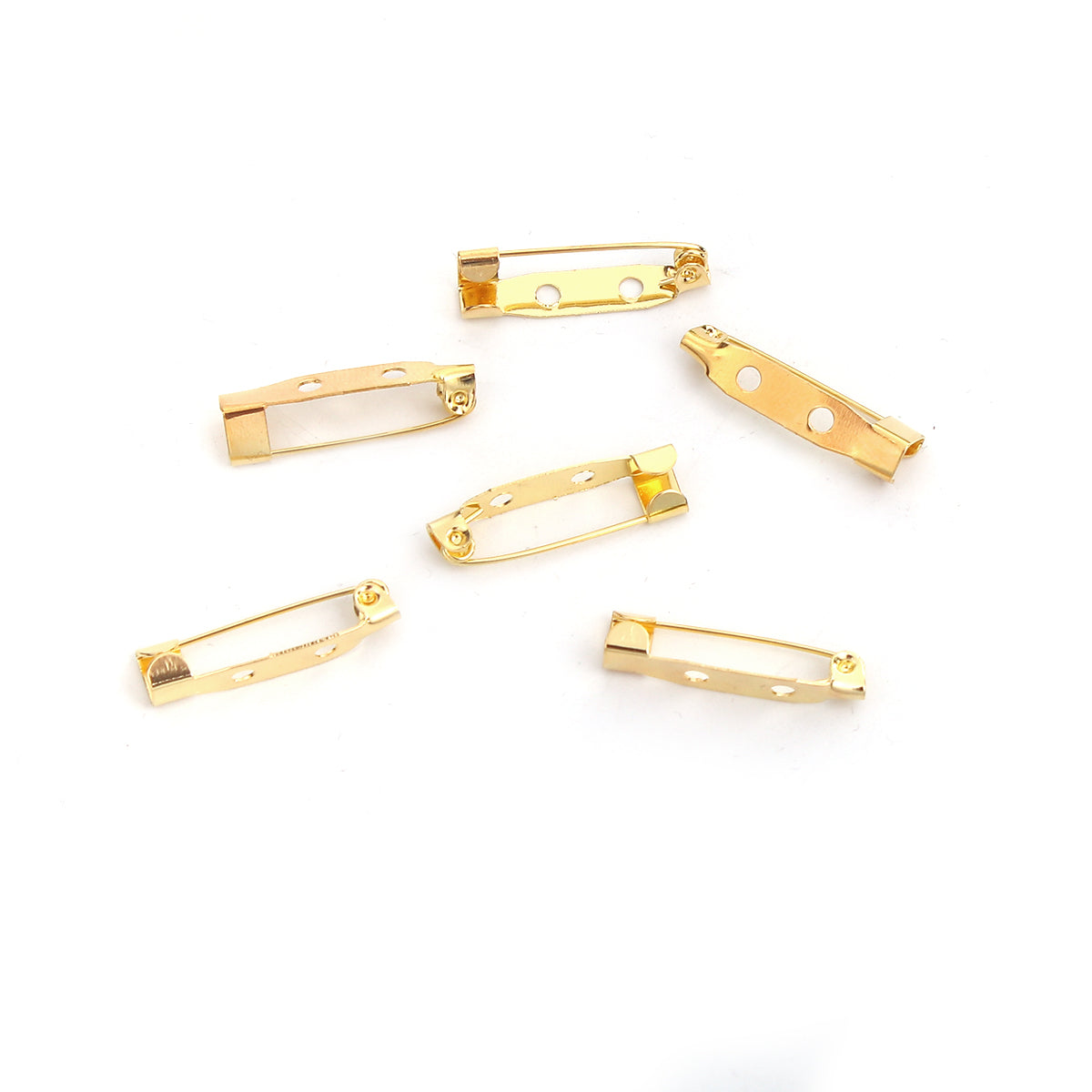 50 BROOCH BACK BLANKS - 25mm - Gold Tone - Pins Badge Fasteners Bar J98689K Brooch Components Julz Beads 