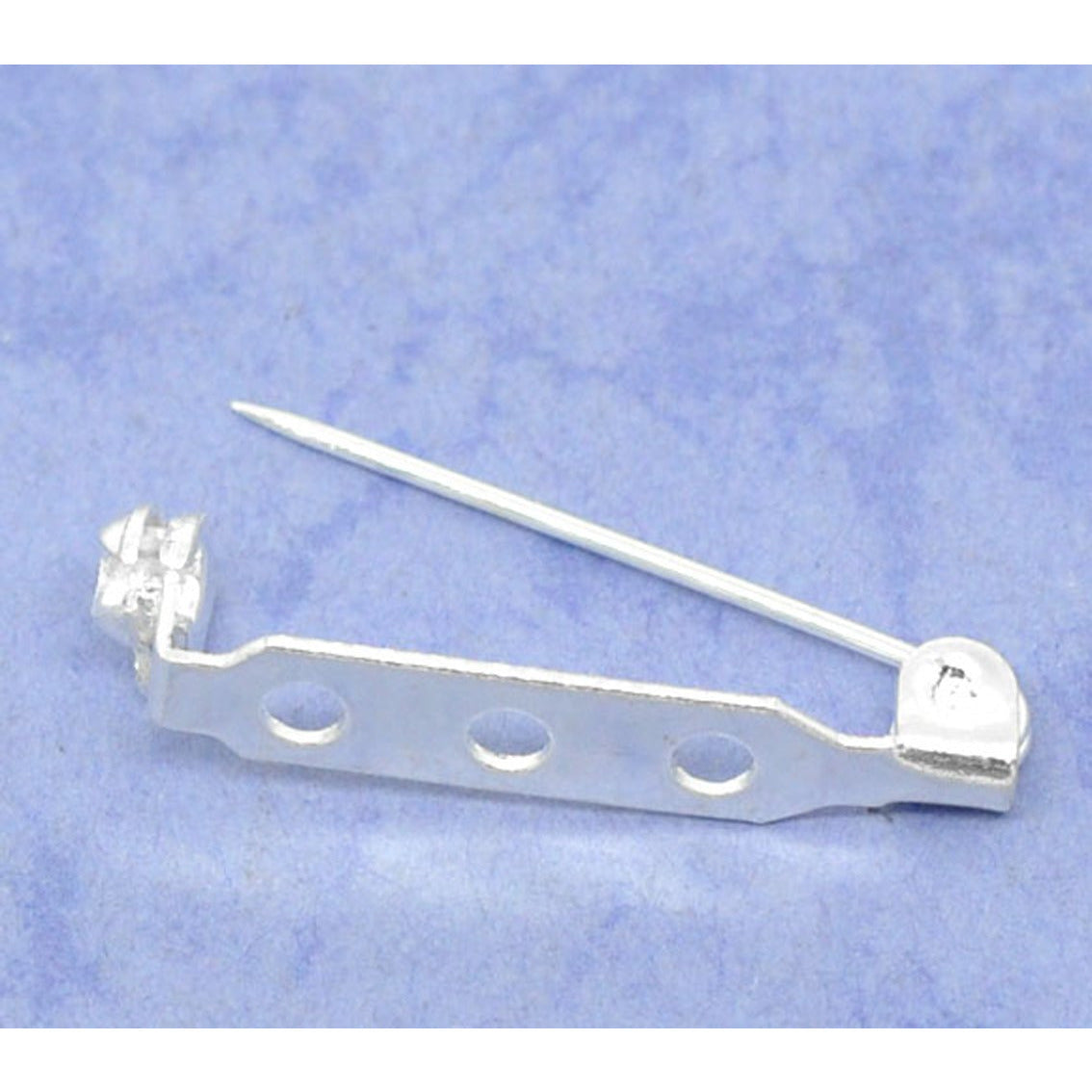 50 Brooch Backs - Silver Plated - 28mm x 7mm Brooch Components Julz Beads 