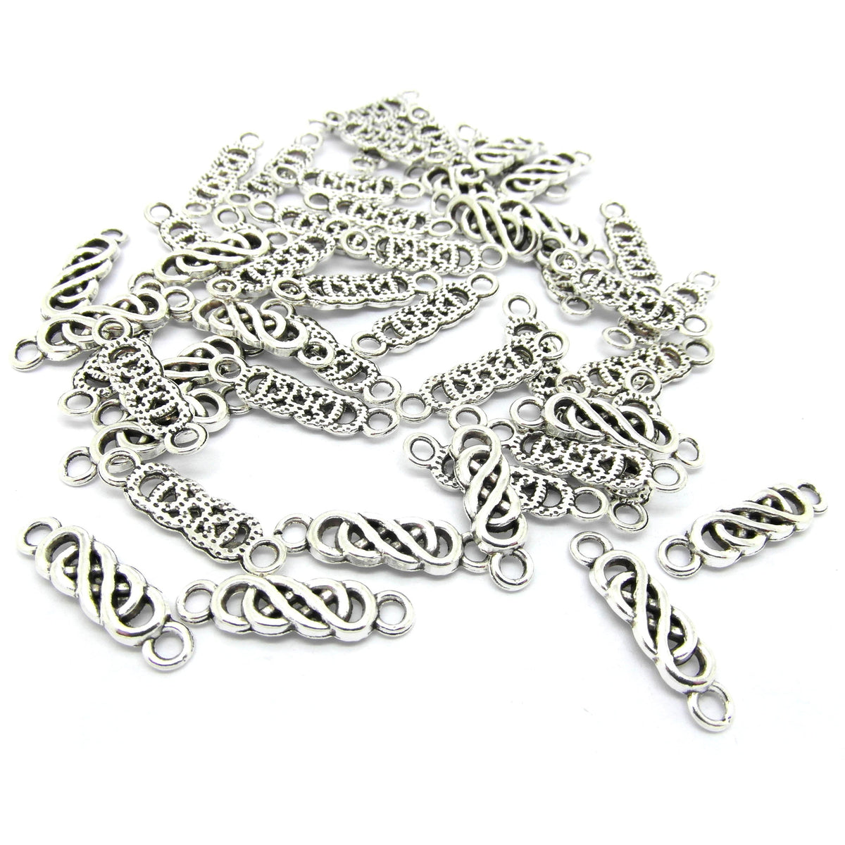 50 Celtic Knot Connector Charms - Silver Tone - 22mm x 6mm Charms Julz Beads 