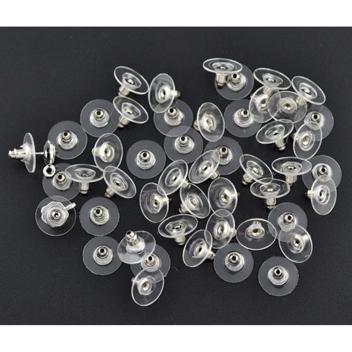 100 silicone earring backs, Clear ear nuts, Jewelry making stoppers