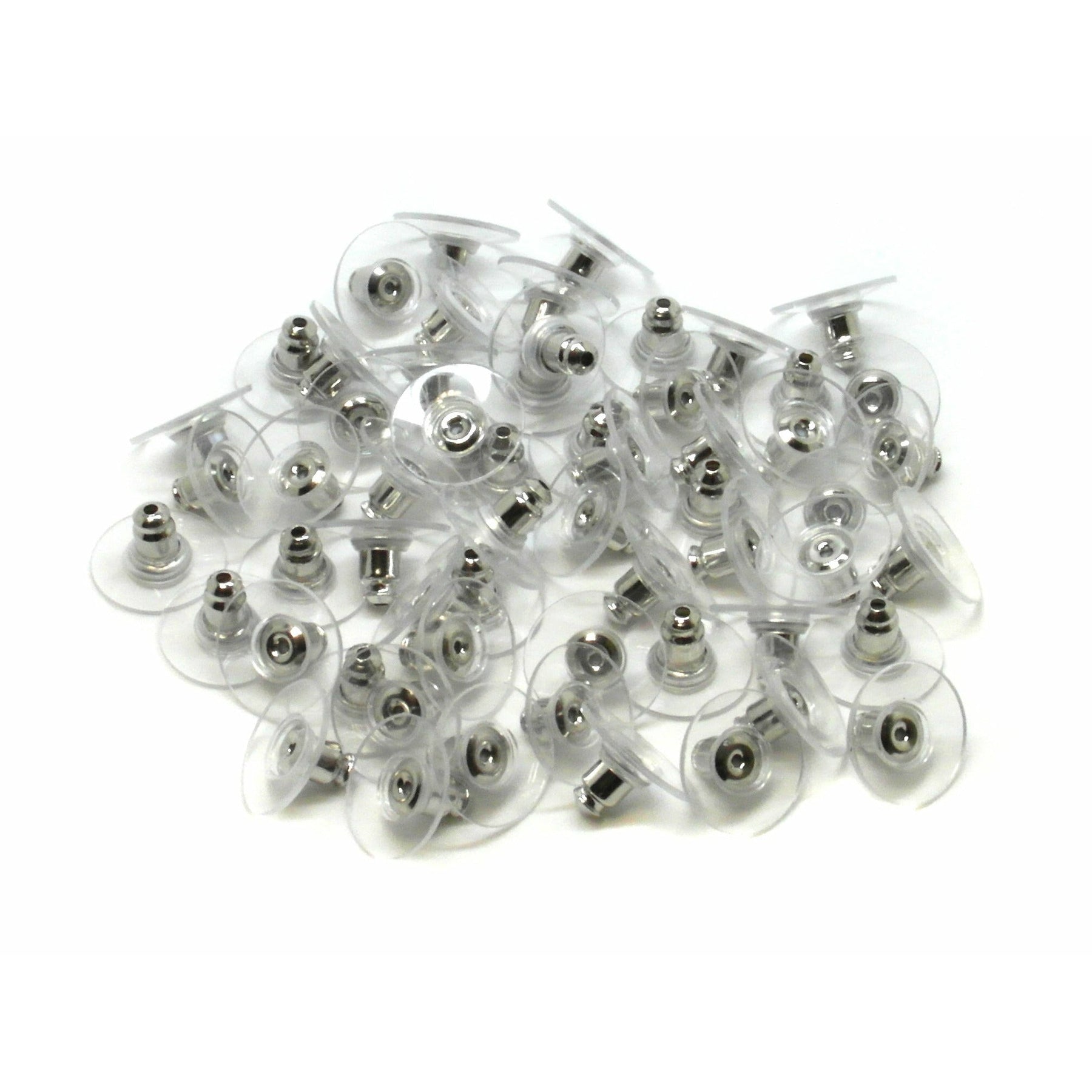 Plastic Earrings,Clear Plastic Earrings Post and Backs Silicone Clear Stud  Earrings 100 Pairs Back Earrings and Blank Pins Stud