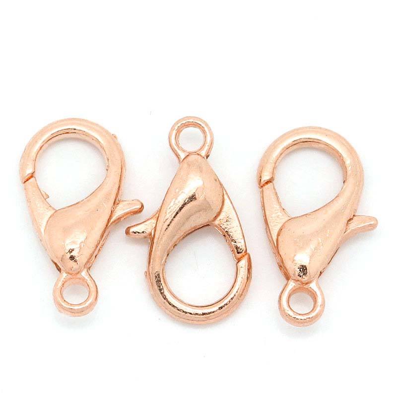 100 or 500 Pieces: 7 x 12 mm Light Rose Gold Lobster Claw Clasps