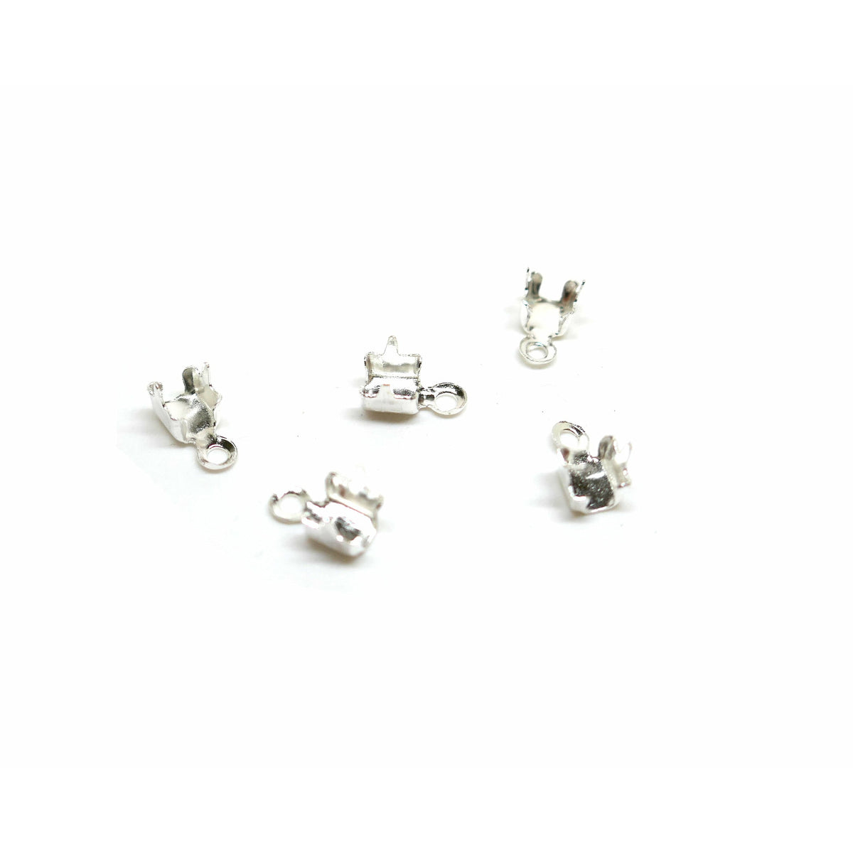 50 Square Cup Chain End Clasps - Silver Plated - 7mm x 4mm Cord Ends Julz Beads 