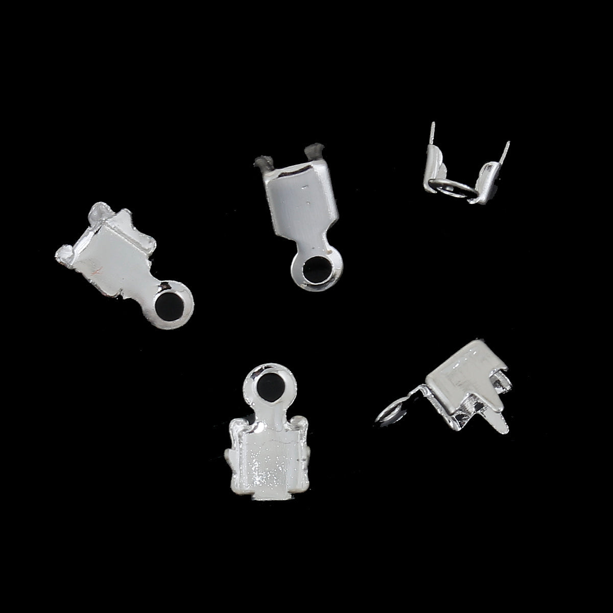 50 Square Cup Chain End Clasps - Silver Plated - 7mm x 4mm Cord Ends Julz Beads 