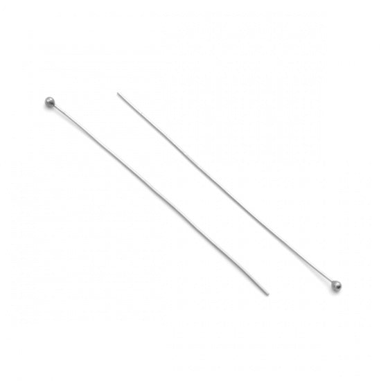 50 Stainless Steel Ball Pins - 50mm x 1.6mm Eye Pins & Head Pins Julz Beads 