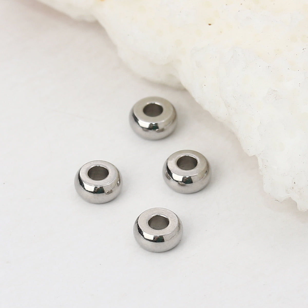 50 Stainless Steel Spacer Beads - 4mm Metal Julz Beads 
