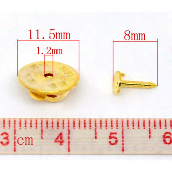 50 Tie-Tac Lapel Pins - Gold Plated - 4mm Dia - 8mm Long Cufflink/Tie Tac Blanks Julz Beads 
