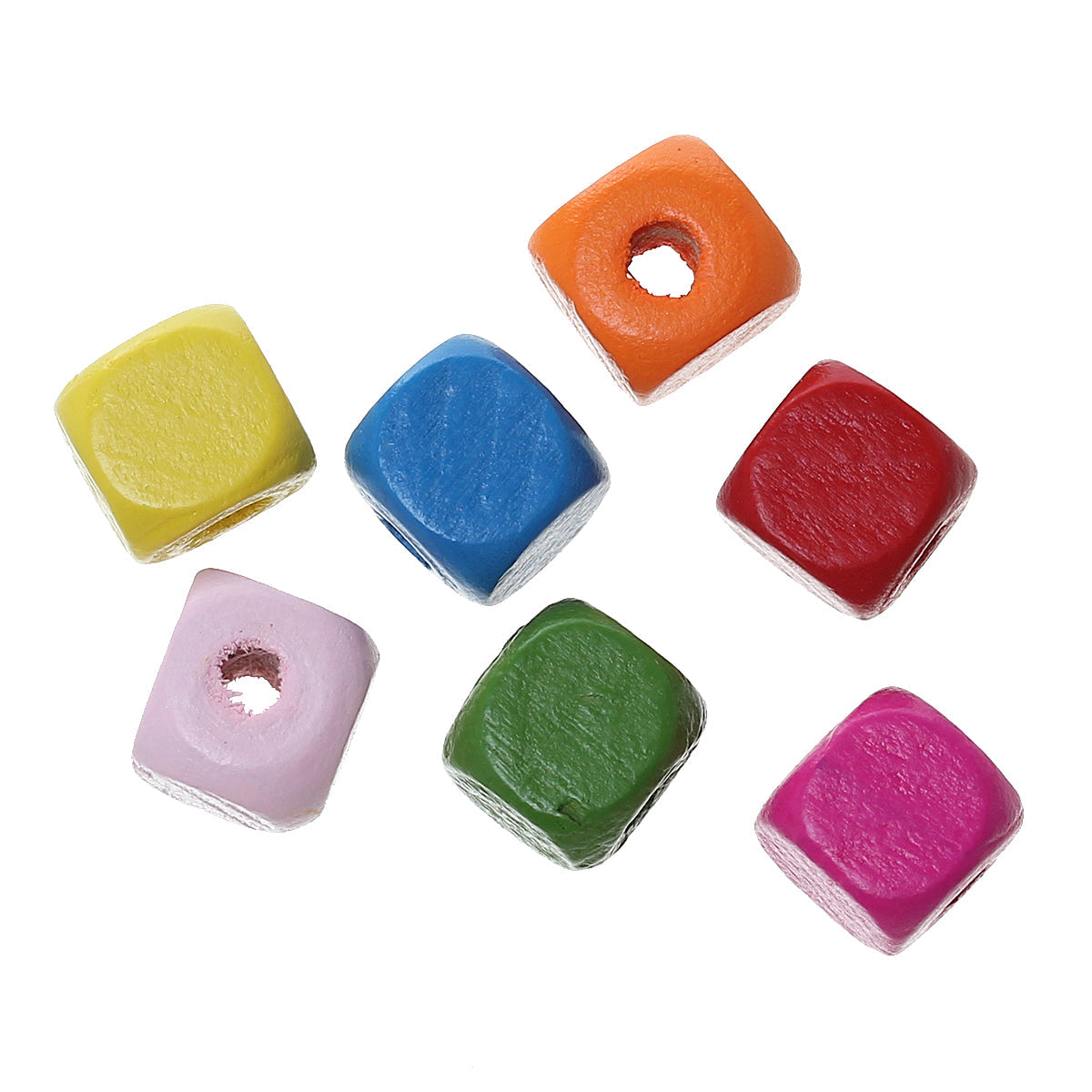 50 Wooden Cube Beads Mix - 10mm Wood Julz Beads 
