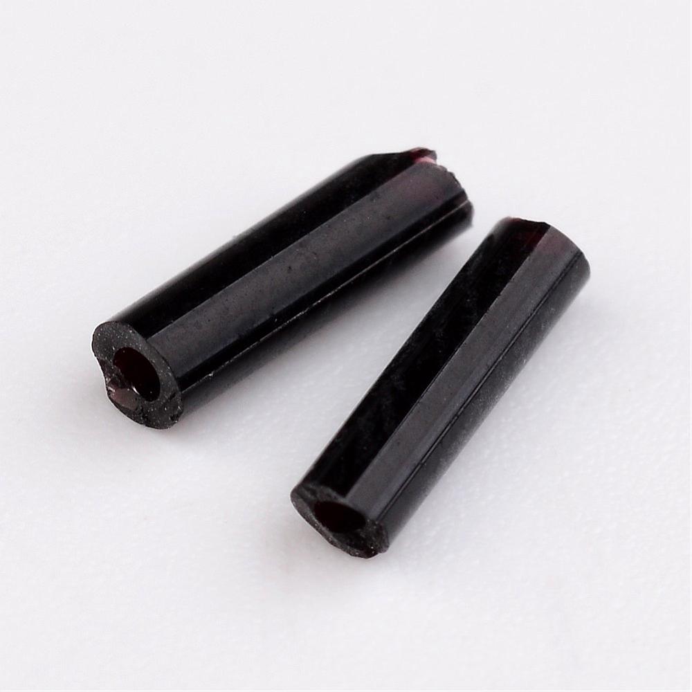 50g Opaque Black Bugle Seed Beads - 6mm x 1.8mm Seed Julz Beads 