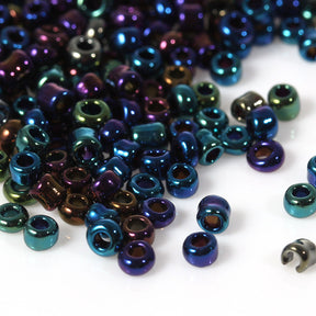 50g Purple/Black AB Seed Beads - 2mm Seed Julz Beads 