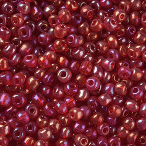 50g Red Glass Seed Beads - AB Coated Red - 4mm Julz Beads 