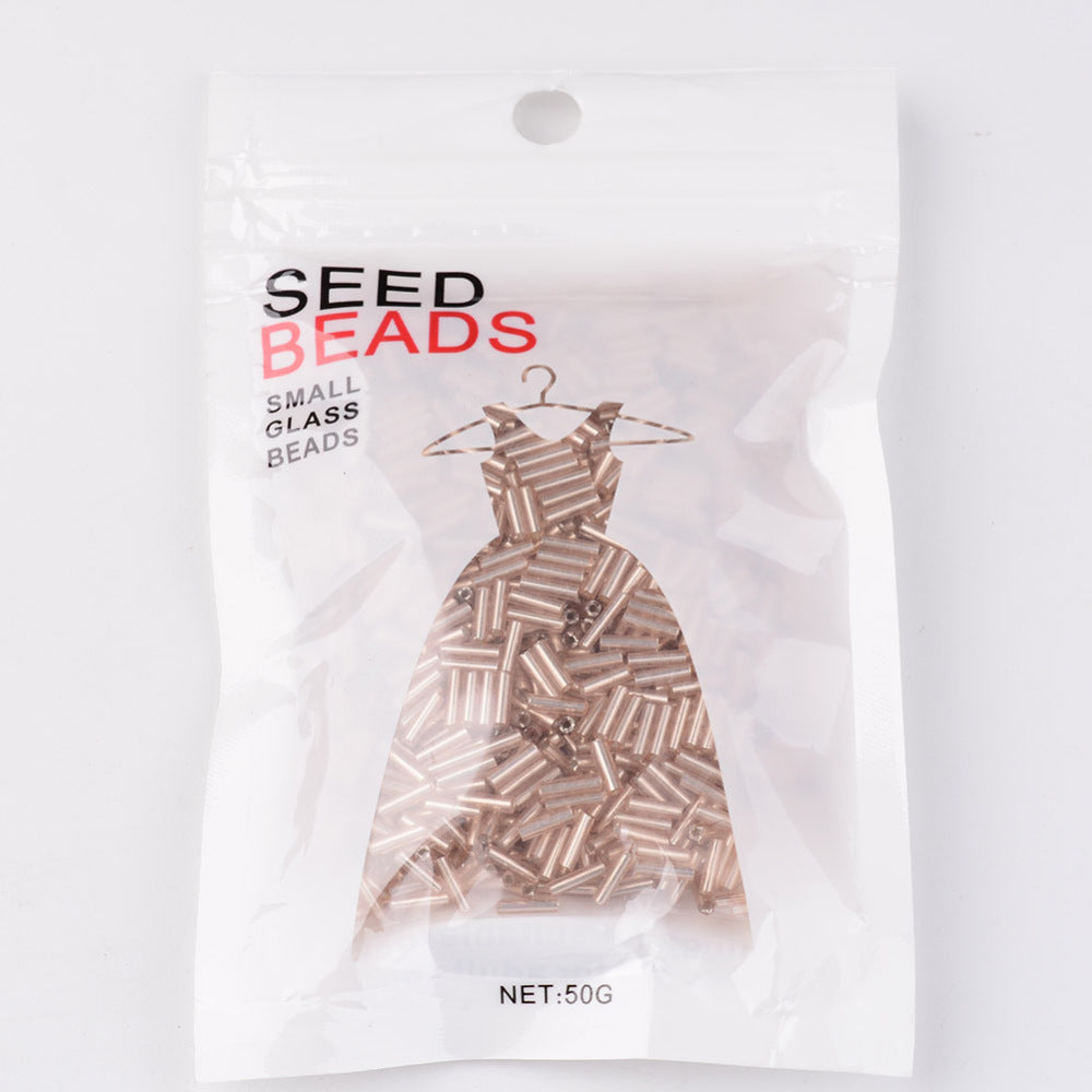 50g Shiny Brown Bugle Seed Beads - 6mm x 1.8mm Seed Julz Beads 