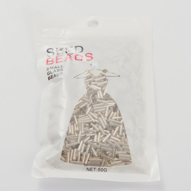 50g Shiny Silver Bugle Seed Beads - 6mm x 1.8mm Seed Julz Beads 