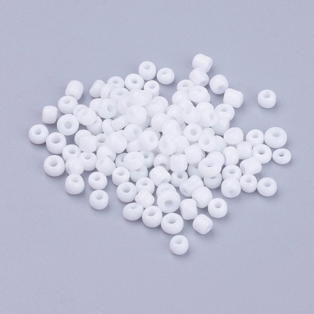 50g White Glass Opaque Seed Beads - 3mm Seed Julz Beads 