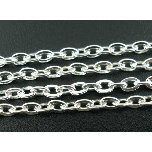 5M Cable Link Chain - Silver Plated - Link Size 4mm x 3mm Chains Julz Beads 