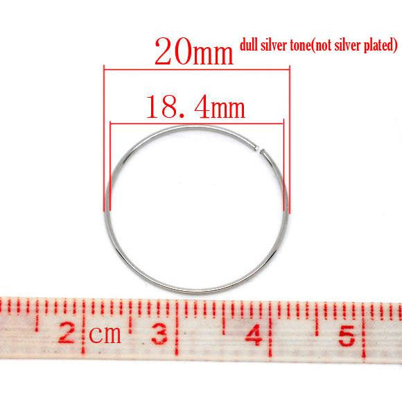 60 Coils Ring Memory Wire - Silver Tone - 20mm Wires Julz Beads 