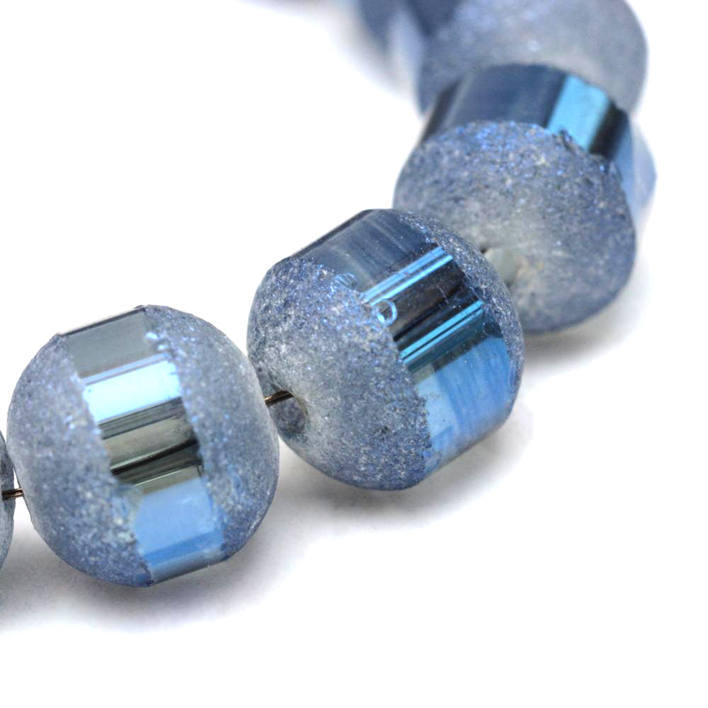 70 Dusty Blue/Grey Glass Beads - 10mm Glass Julz Beads 