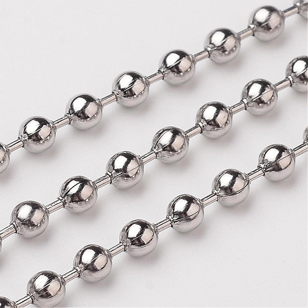8 Metres Ball Chain - Antique Silver Tone - 2mm Chains Julz Beads 