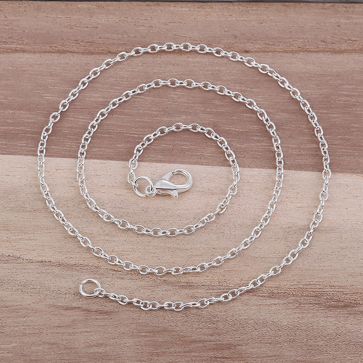 Blank Link Cable Chain Necklaces - 18" Silver Plated