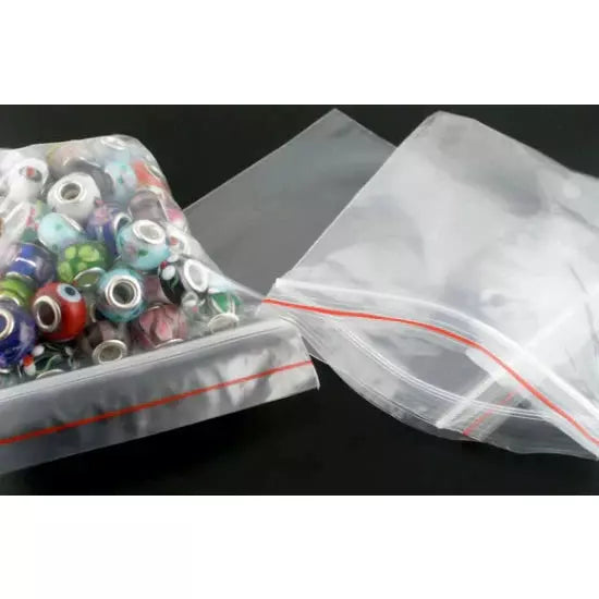 50 Plastic Zip Lock Bags - 12cm x 8cm - Medium - Clear