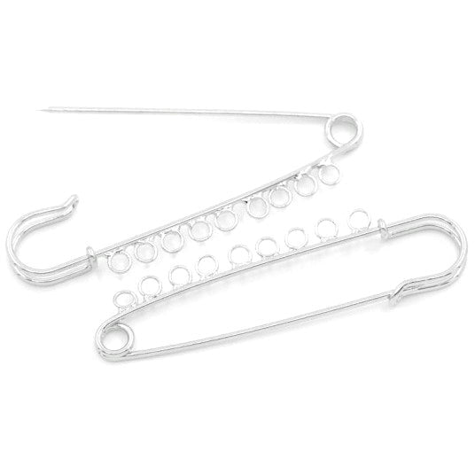 10 Kilt Pins - 9 Holes - Silver Plated - 7.6cm x 2.1cm