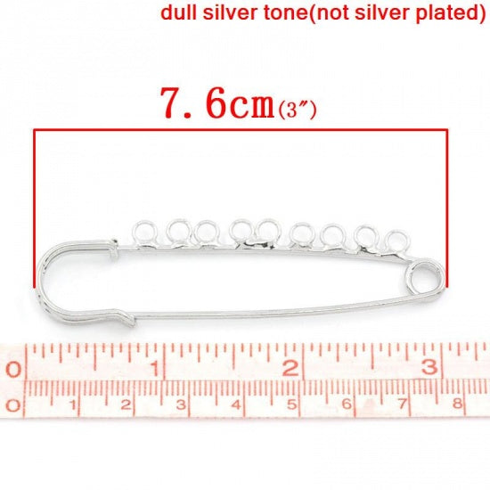 10 Kilt Pins - 9 Holes - Silver Plated - 7.6cm x 2.1cm