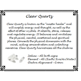 Clear Quartz Gemstone Healing Properties Card