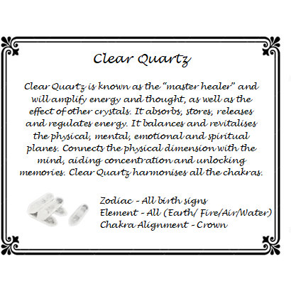 Clear Quartz Gemstone Healing Properties Card