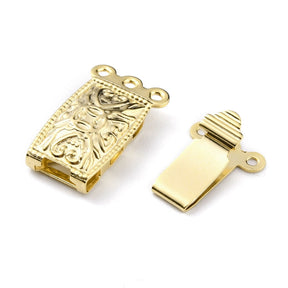 5 Carved Pattern Box Clasps - Gold Plated - 20mm x 10mm