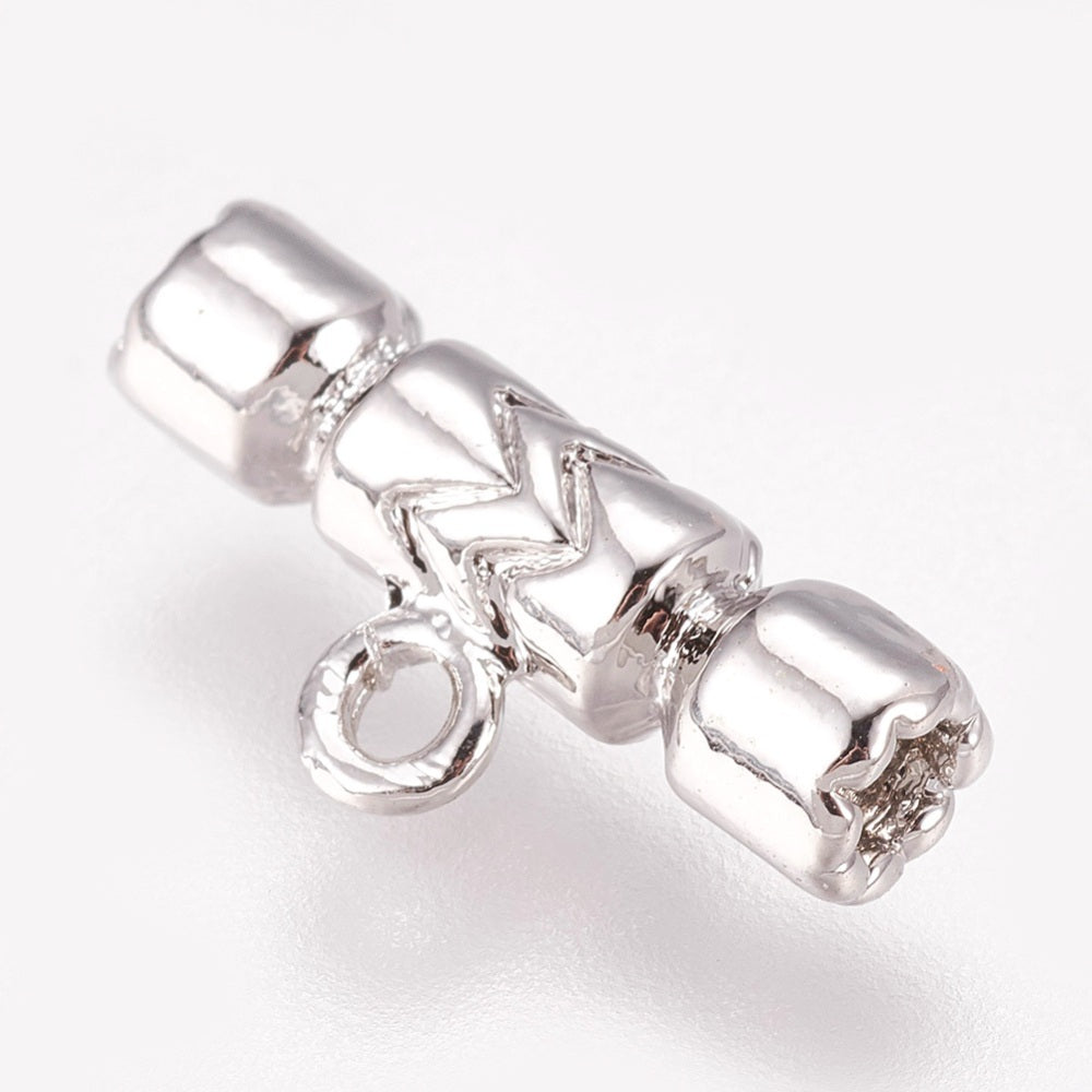 Silver Christmas Cracker Charms - 7mm x 15mm - Pack of 10