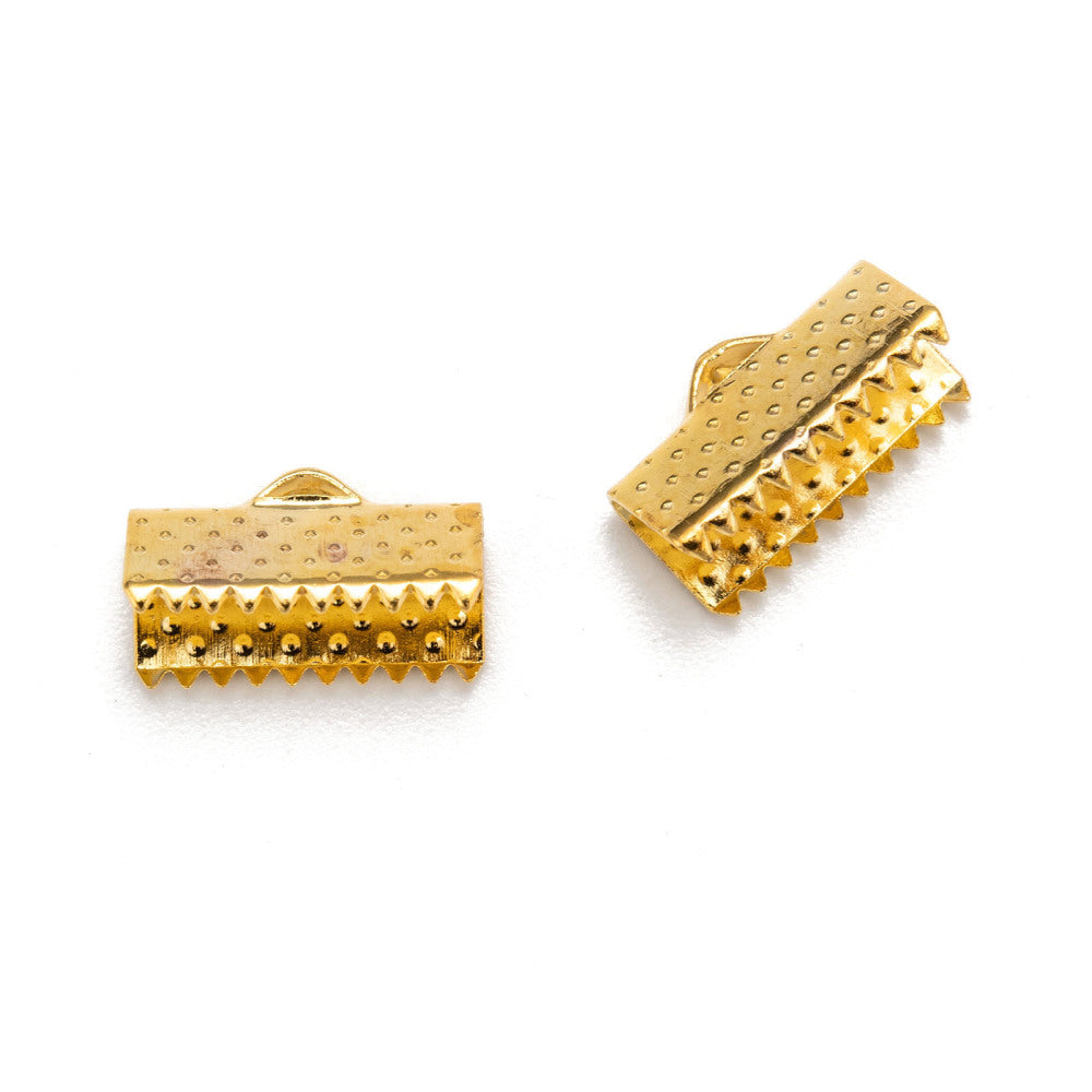 60 Ribbon End Clamps - 13mm - Gold Plated
