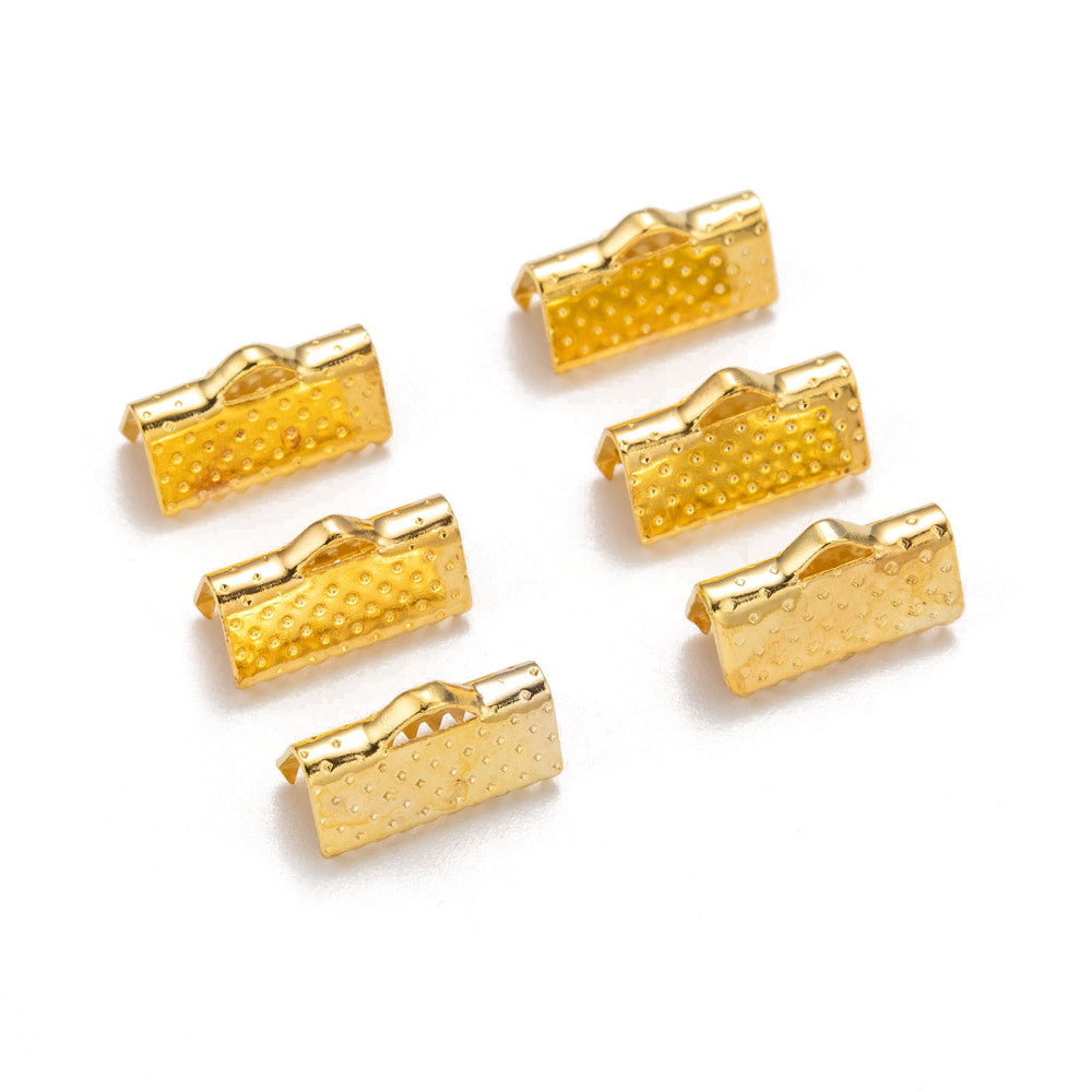 60 Ribbon End Clamps - 13mm - Gold Plated