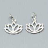 Sterling Silver Lotus Charm - 10mm x 11mm - Pack of 1