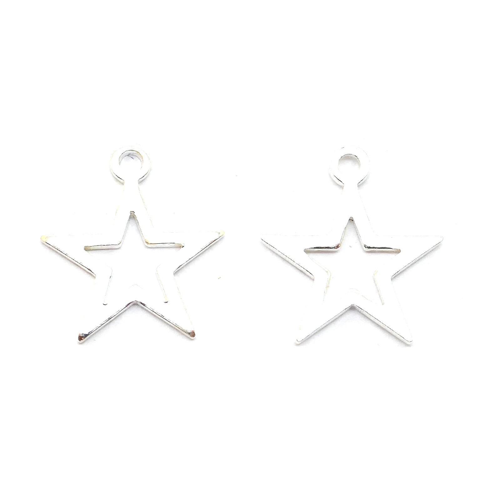 Sterling Silver Star Charms - 11mm x 9mm - Pack of 2