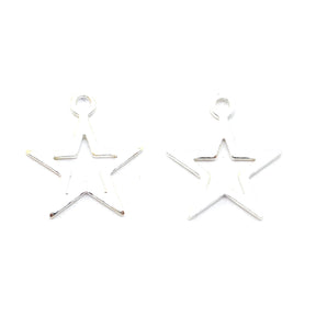 Sterling Silver Star Charms - 11mm x 9mm - Pack of 2